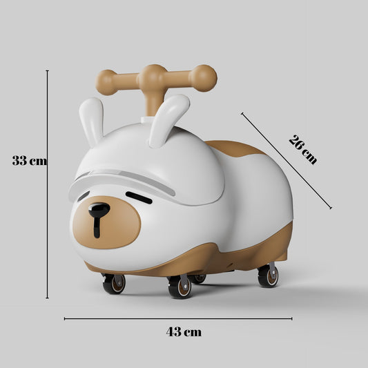Masinuta Ride-On, Sistem Anti-Rasturnare, Sistem de Lumini si Sunet, Bluetooth, 1-3 Ani, Model Catel, 43 x 33 x 26 cm, Alb - Maro