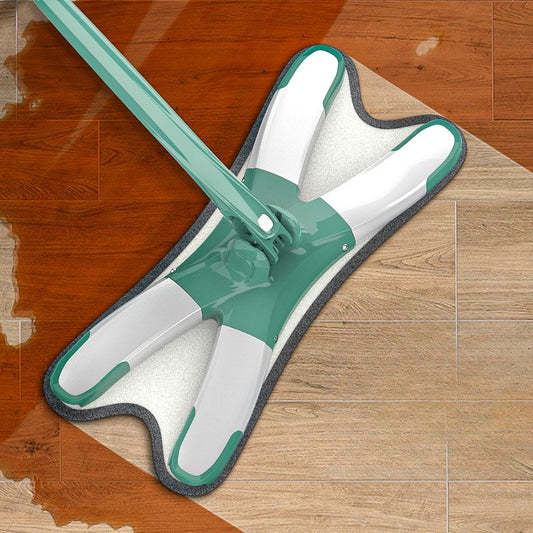 Mop Plat cu Laveta din Microfibra, selexmo, Pentru Uz Casnic, Sistem de Stoarcere X, Tija Telescopica 140 cm, Rotire 360°,38 x 140 cm, Verde