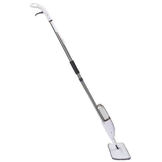 Mop plat, selexmo, cu pulverizator, pentru uz casnic, plastic, rezerva de mop din microfibra, 125x40 cm, Alb/Mov