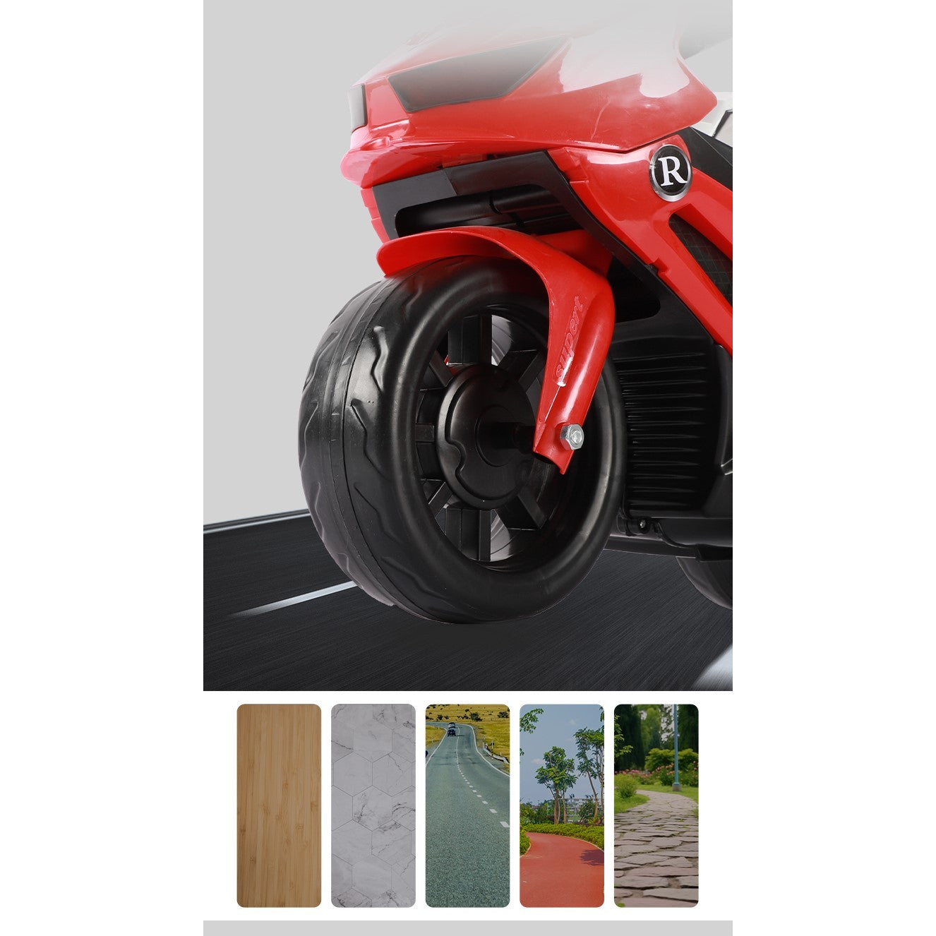 Motocicletă Electrică cu 3 Roți pentru Copii - Anti-Răsturnare, Lumini și Sunete, Off-Road, 66x34x43 cm