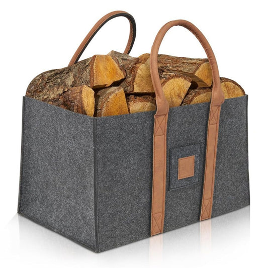 Cos Multifunctional pentru Rufe, Cos Depozitare, selexmo, Gri Inchis, 50x34x32, Geanta Durabila pentru Lemne si Accesorii