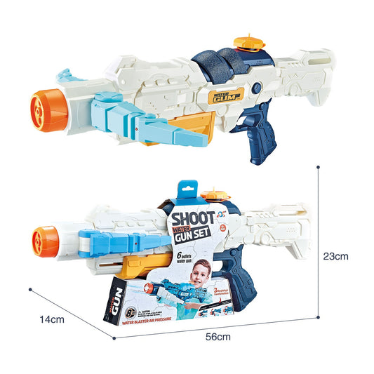 Pistol cu Apa, Selexmo, +6 Ani, Rezervor 700 ml, 4 Moduri de Stropire, din Plastic, 56 x 37 x 23 cm, Alb