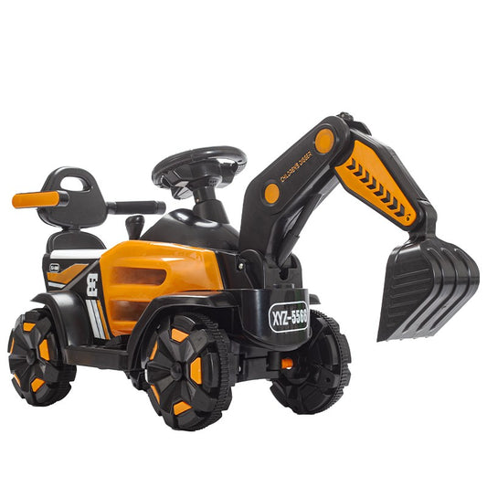 Excavator Electric pentru Copii, cu Brat Controlabil, Muzica si Lumini, 1-8 Ani, Portocaliu