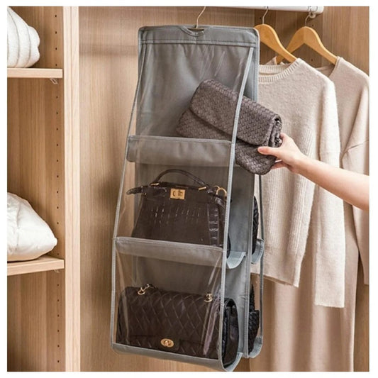 Organizator Genti 6 Compartimente selexmo, Suspendabil, 85 x 36 cm, gri