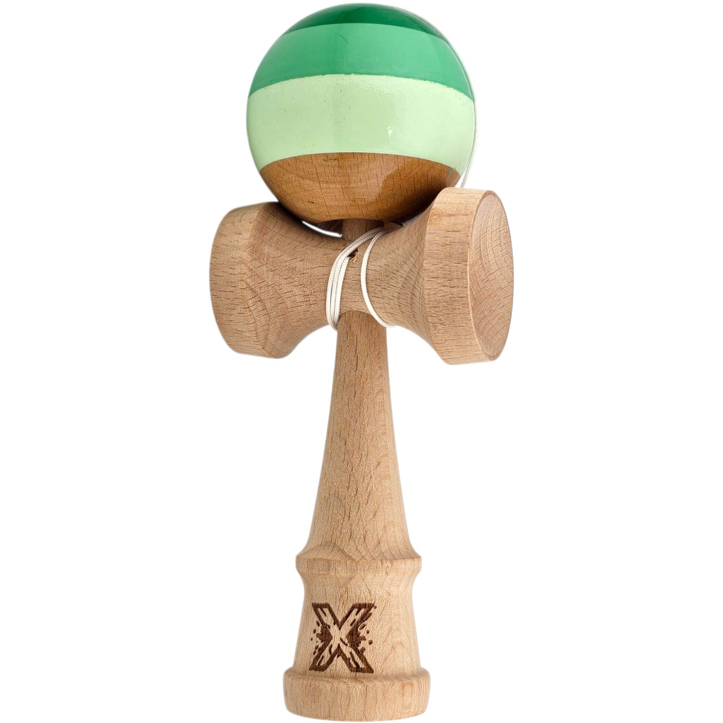 Kendama X Originala, Profesionala, Selexmo, Super Sticky din Lemn, 18 cm, Verde Mix
