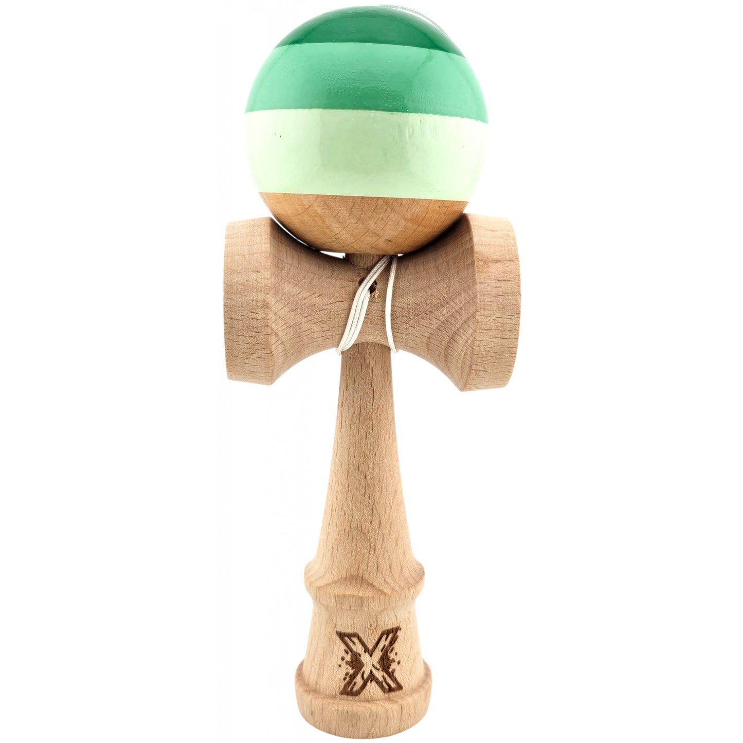 Kendama X Originala, Profesionala, Selexmo, Super Sticky din Lemn, 18 cm, Verde Mix