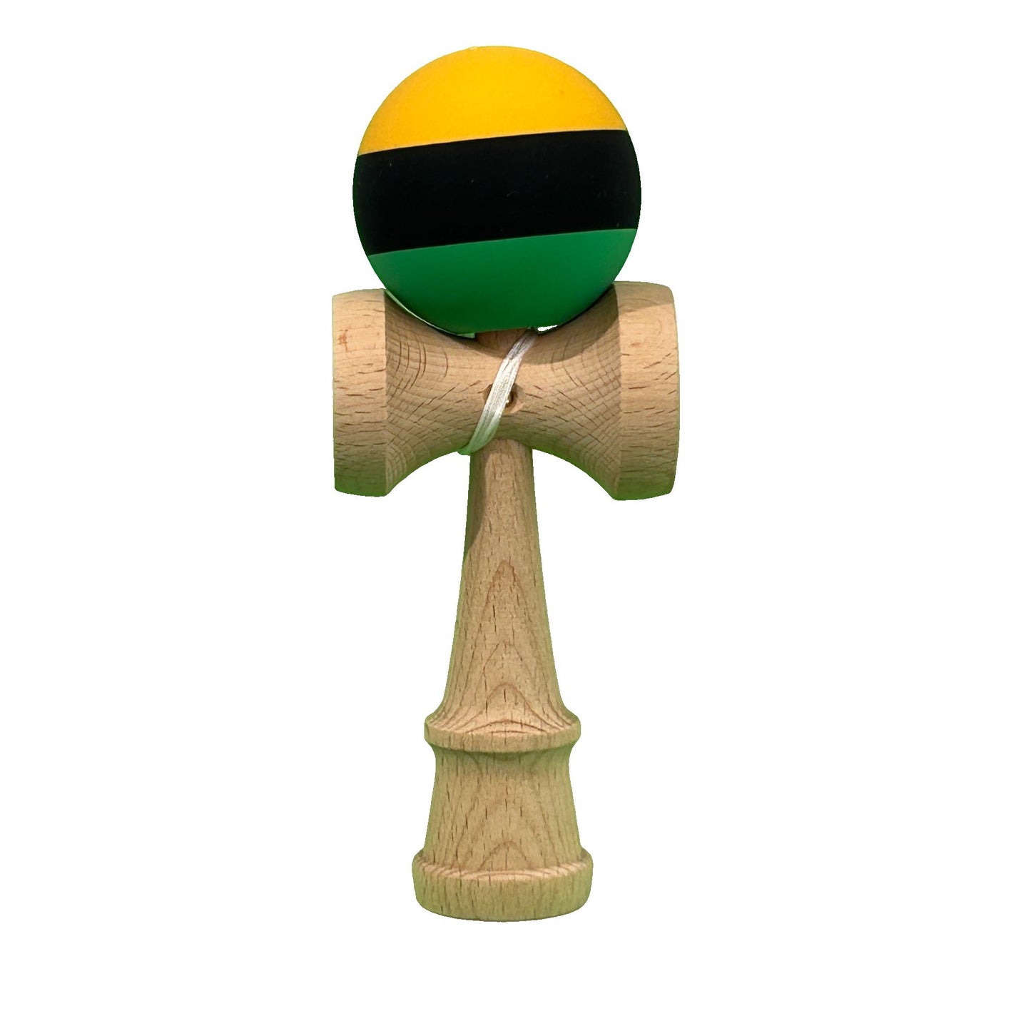 Jucarie Kendama X Originala, Profesionala, Selexmo, Super Sticky din Lemn, 18 cm, pentru Copii si Adulti, Galben/Negru/Verde