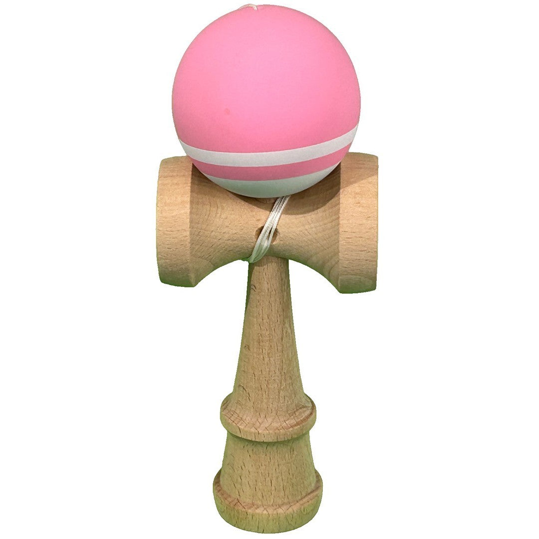 Jucarie Kendama X Originala, Profesionala, Selexmo, Super Sticky din Lemn, 18 cm, pentru Copii si Adulti, Roz/Alb