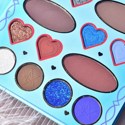 Paleta de Machiaj, KEVIN&amp;COCO, 20 Culori Blue Girl, Fard de Pleoape si Blush, Albastru