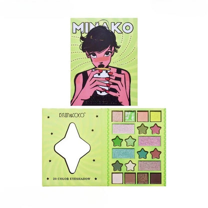 Paleta de Machiaj, KEVIN&amp;COCO, 20 Culori Green Girl, Fard de Pleoape si Blush, Verde