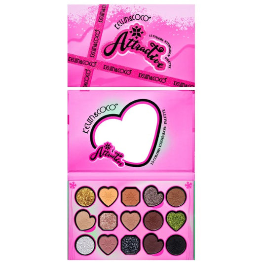 Paleta de Machiaj, KEVIN & COCO, Atractive, Farduri de Pleoape, 15 Culori, Model B, 16.5x10.8x1.5 cm, Multicolor