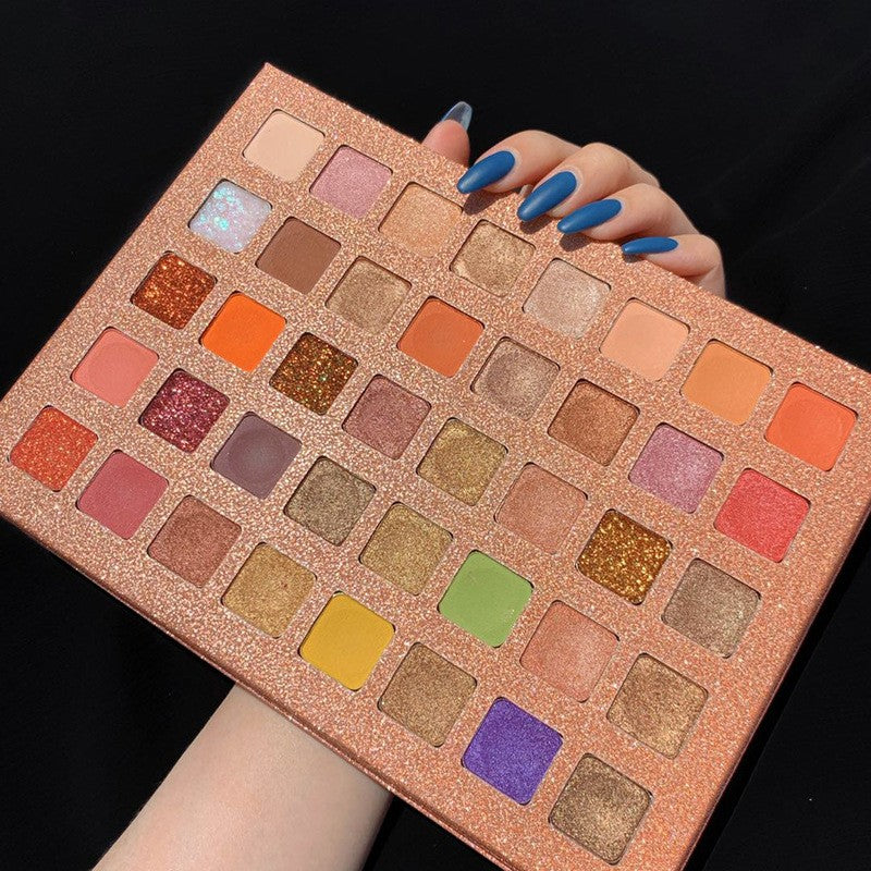 PALETA DE FARDURI CU 40 DE CULORI PIGMENTATE, ROZ CU SCLIPICI
