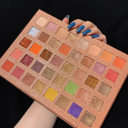 PALETA DE FARDURI CU 40 DE CULORI PIGMENTATE, ROZ CU SCLIPICI