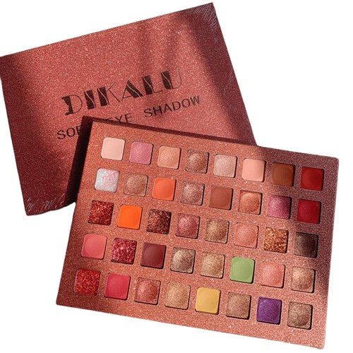 PALETA DE FARDURI CU 40 DE CULORI PIGMENTATE, ROZ CU SCLIPICI