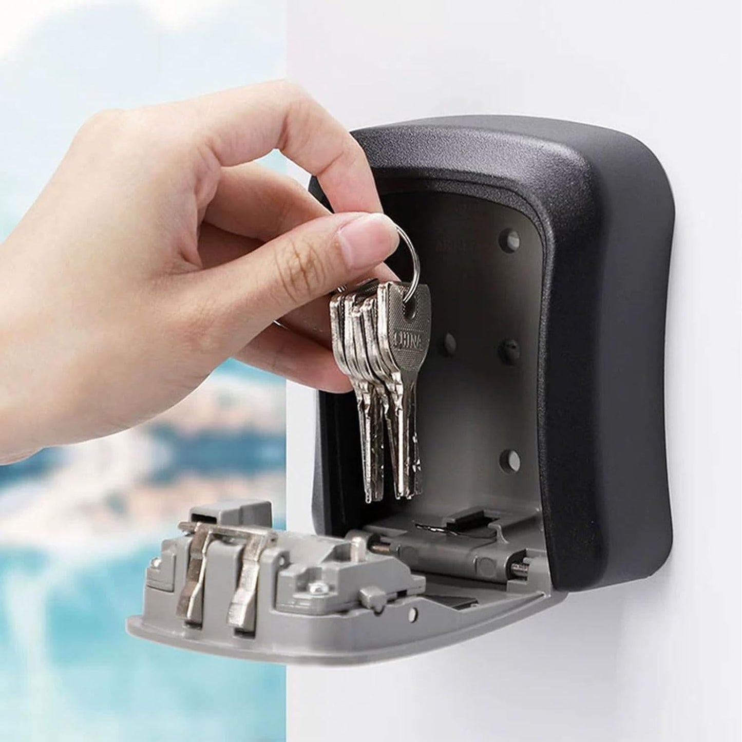 Cutie pentru Chei cu Parola, din Aliaj de Aluminiu si Plastic, Cod din 4 Cifre, Impermeabila