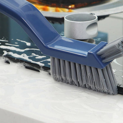 Perie 3in1 de Curatat Podele si Rosturi, selexmo, Lungime Maner 28 cm, Peri din PP, Otel si Plastic, Cleste pentru Scame si Par Inclus, Albastru