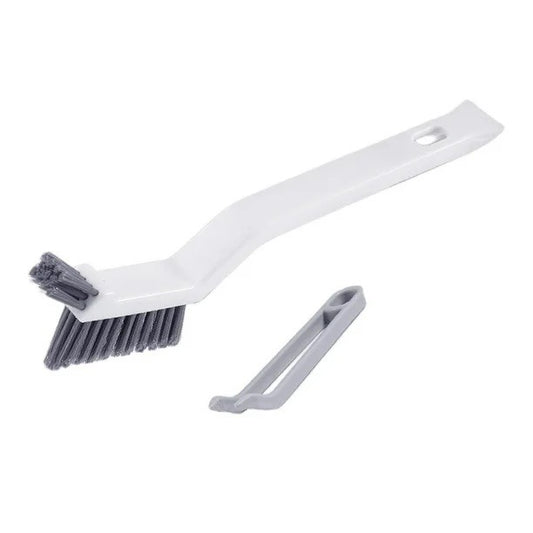 Perie 3in1 de Curatat Podele si Rosturi, selexmo, Lungime Maner 28 cm, Peri din PP, Otel si Plastic, Cleste pentru Scame si Par Inclus, Alb