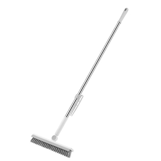 Perie de Curatare pentru Podele si Rosturi, selexmo, Lungime Maner 105 cm, Capat Pivotant 180 Grade, Peri din PP, Otel si Plastic, Cleste pentru Scame si Par Inclus, Alb