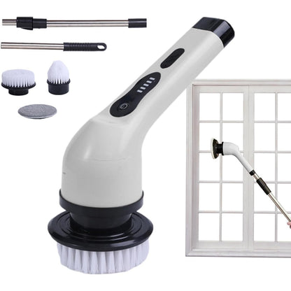 Perie Electrica de Curatare, selexmo, pentru Gresie, Baie, Bucatarie, 25x20x9.5 cm, cu 6 Capete, Maner Extensibil Detasabil 84-127cm, Incarcare USB-Type C, Rotire 360 de Grade, 3000 mAh, Culoare: Alb