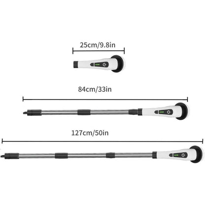 Perie Electrica de Curatare, selexmo, pentru Gresie, Baie, Bucatarie, 25x20x9.5 cm, cu 9 Capete, Maner Extensibil Detasabil 84-127cm, Incarcare USB-Type C, Rotire 360 de Grade, 3000 mAh, Culoare: Alb