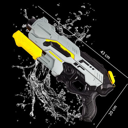 Pistol cu Apa de Inalta Presiune pentru Copii, Selexmo, Jucarie Pistol cu Apa, Capacitate 1.5 L, 43 x 20 x 4 cm, Petrecerile de Vara, 4-12 Ani, Negru Gri