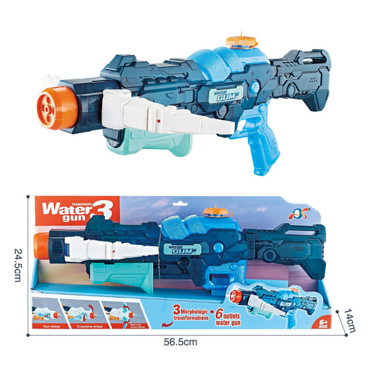 Pistol cu Apa, Selexmo, +6 Ani, Rezervor 700 ml, 4 Moduri de Stropire, din Plastic, 56 x 37 x 23 cm, Albastru