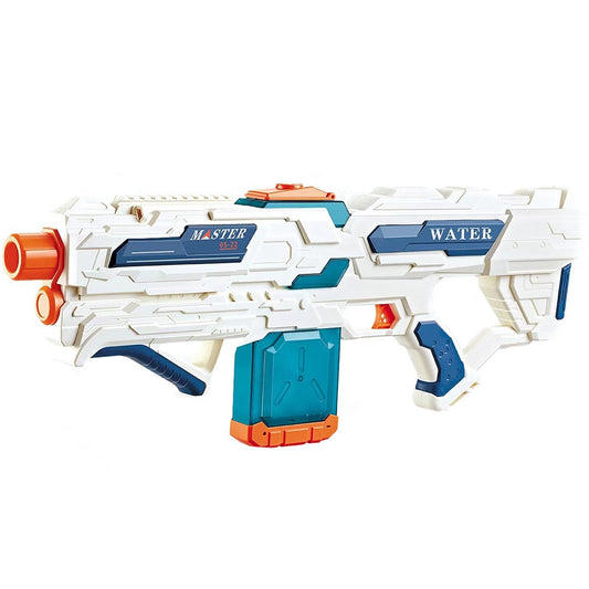 Pistol cu Apa pentru Copii 14+ ani, Selexmo, Rezervor 600ml, cu baterie 1200mAh, Electric Burst, Alb/Albastru