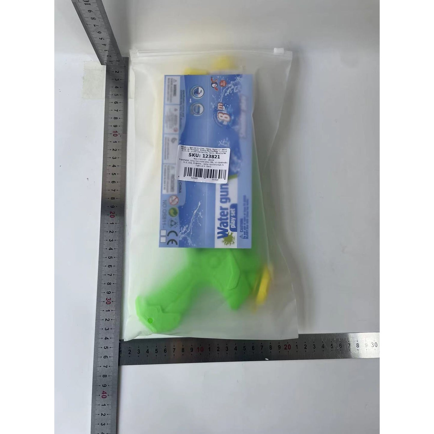 Pistol cu Apa pentru Copii, Selexmo, Rezervor 300ml, Maner de Transport, Pentru Piscina/Plaja, Lungime 31.5 cm, Jucarie Distractiva, 3ani+, Albastru/Alb