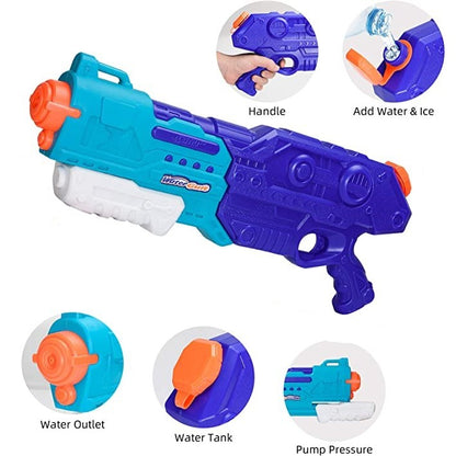 Pistol cu Apa pentru Copii, Rezervor de 1500 ml, Maner de transport, Pentru Piscina/Plaja, Selexmo, 3 ani+, Bleumarin, Lungime 44 cm