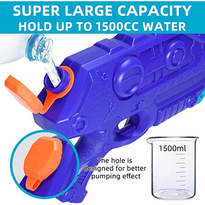 Pistol cu Apa pentru Copii, Rezervor de 1500 ml, Maner de transport, Pentru Piscina/Plaja, Selexmo, 3 ani+, Bleumarin, Lungime 44 cm