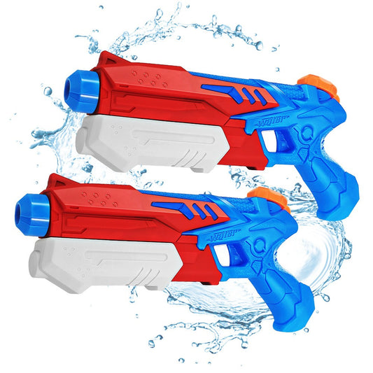Pistol cu Apa pentru Copii, Rezervor, Pentru Piscina/Plaja, Selexmo, 6ani+,  Albastru deschis/Rosu, 300ML