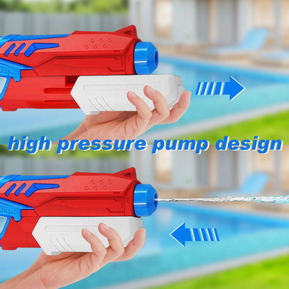 Pistol cu Apa pentru Copii, Rezervor, Pentru Piscina/Plaja, Selexmo, 6ani+,  Albastru deschis/Rosu, 300ML