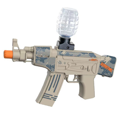 Mitraliera de jucarie electrica cu bile de hidrogen de gel, gun bluster, tragere in rafala, varsta peste 6 ani, ochelari de protectie, 5000 de bile incluse, cablu de incarcare, 28x31 cm, AK47, verde
