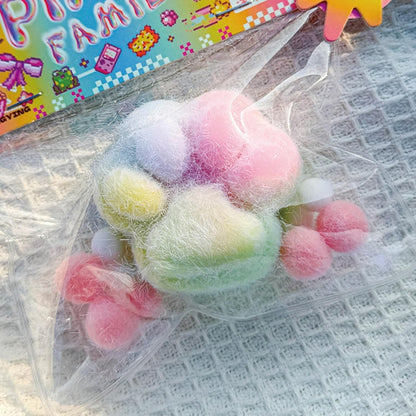 Jucarie Antistres Squishy, selexmo, cu Revenire Lenta, Squeeze Pinch Family, Model Labuta de Pisica Pufoasa, 6x6 cm, 70g, Ambalaj Transparent, Multicolor