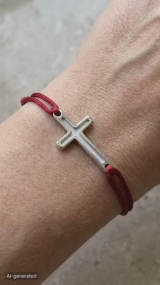 Brățară „Paza Sufletului” – Simbol Cruce din Argint
