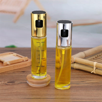 Pulverizator Ulei, Otet, selexmo, din Sticla, 100 ml, Reincarcabil, 18.3 x 4.3 cm, Masura 90 ml, Capac Lucios, Auriu
