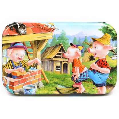 Puzzle 60 de Piese din Lemn in Cutie Metalica