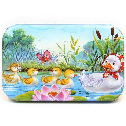 Puzzle 60 de Piese din Lemn in Cutie Metalica