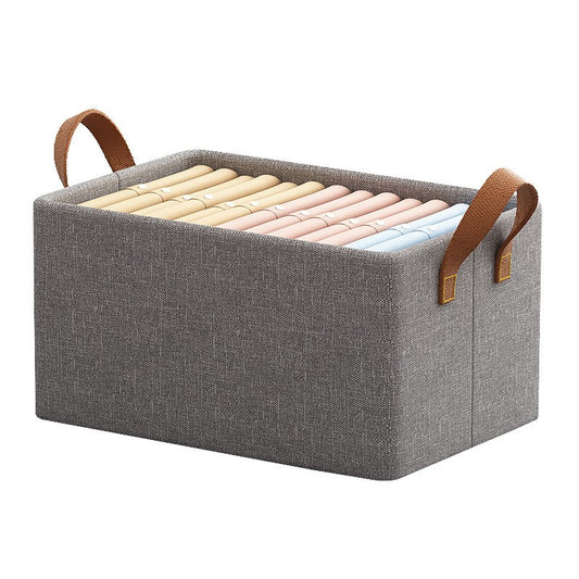 Cutie de Depozitare Tip Cos, selexmo, Material Textil, Pliabila, 47x28x20 cm, 35 l, Cadru Metalic, cu Manere, Maro