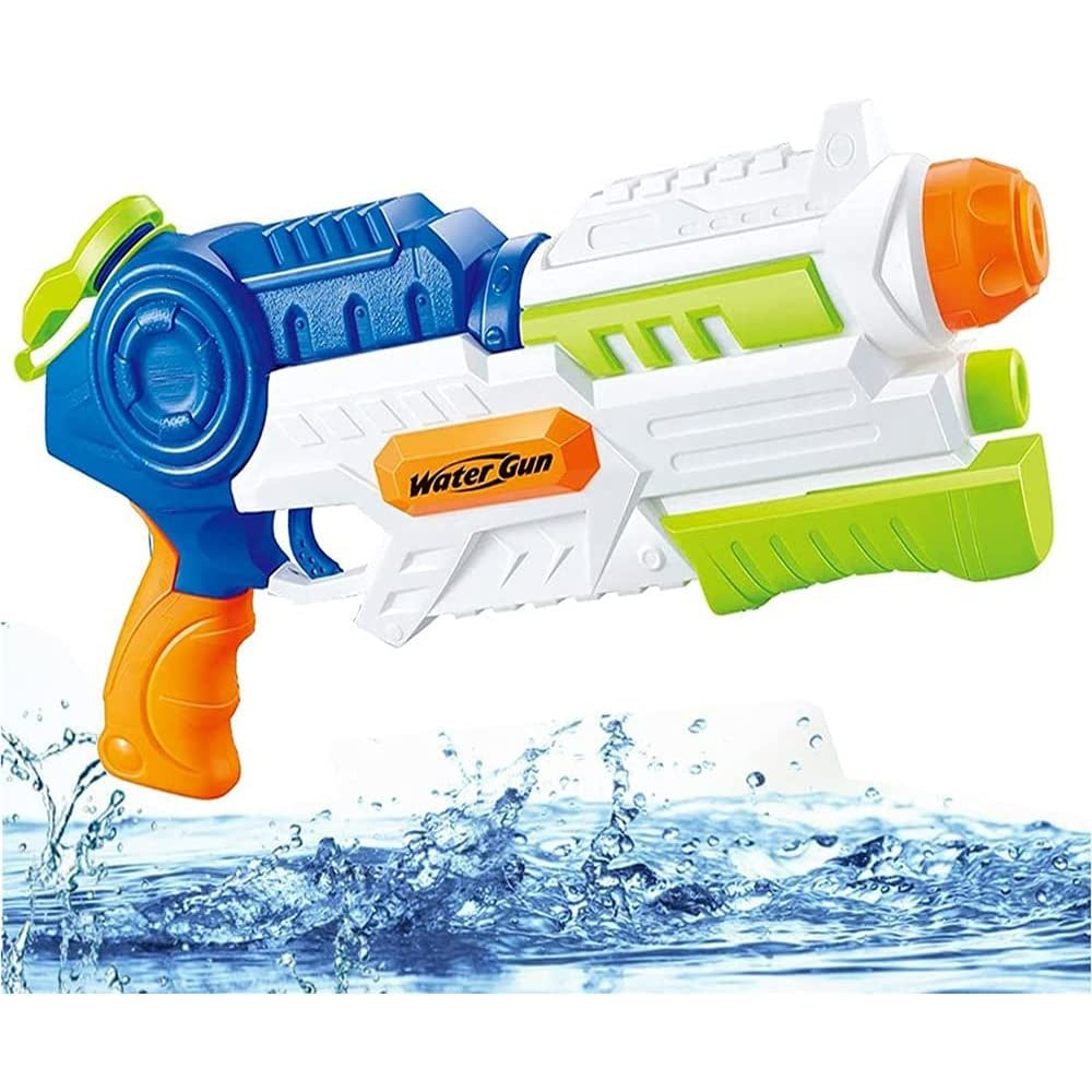 Pistol cu Apa pentru Copii, Rezervor, Pentru Piscina/Plaja, Selexmo, 6ani+, Albastru/Multicolor, 1000ML