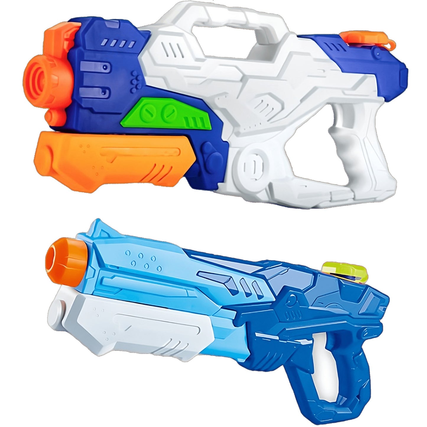 Set 2x Pistol cu Apa pentru Copii, Rezervor, Pentru Piscina/Plaja, Selexmo, 6ani+, Alb/Albastru + Albastru, 1000 ML + 600 ML