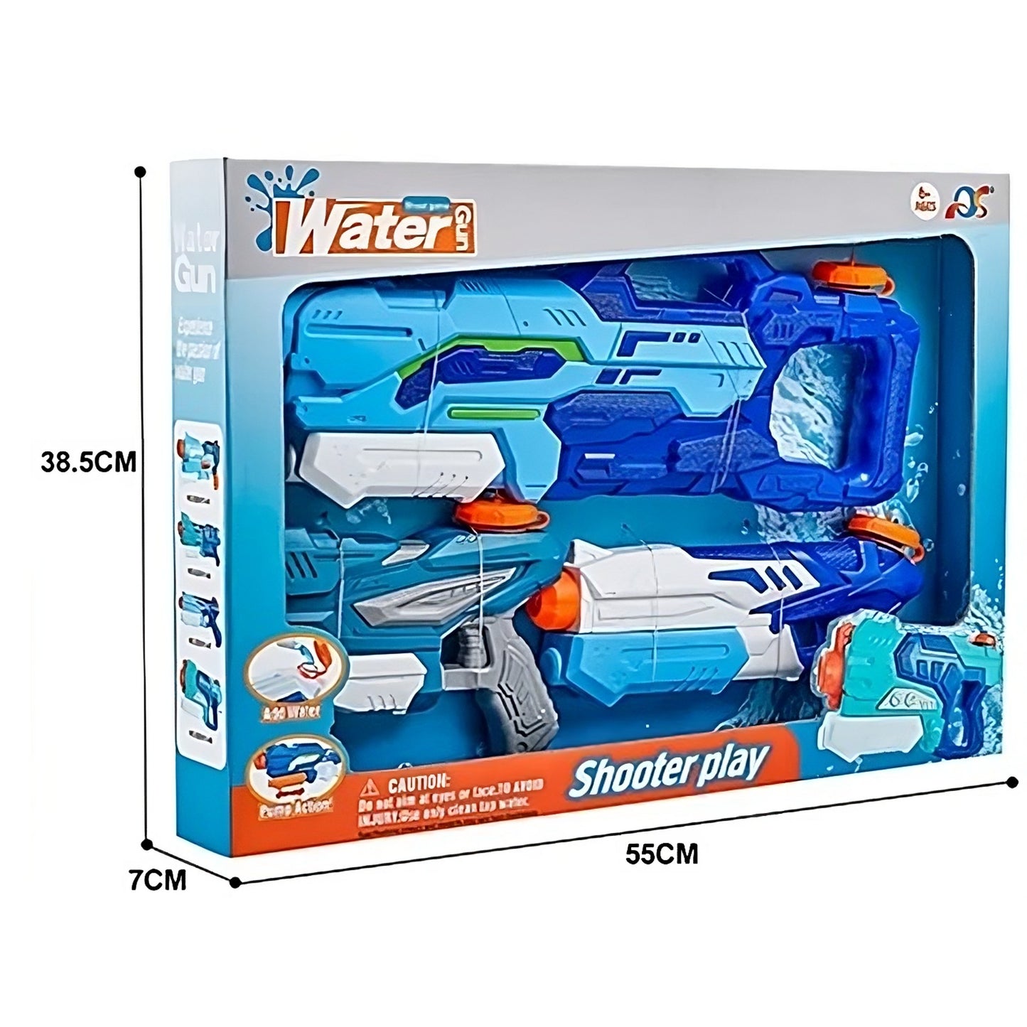 Set 3x Pistol cu Apa pentru Copii, Selexmo, 6ani+, Albastru, 1x 1000 ML +  2x 300 ML