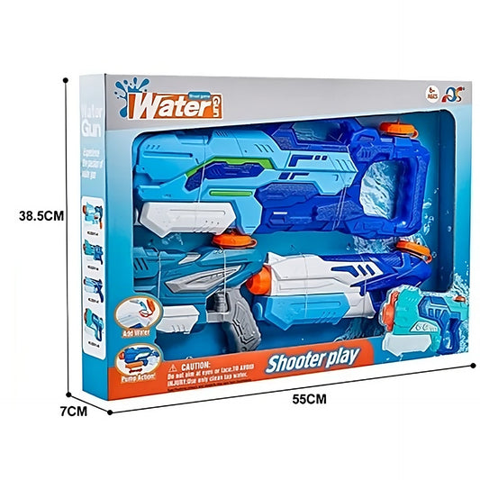 Set 3x Pistol cu Apa pentru Copii, Selexmo, 6ani+, Albastru, 1x 1000 ML +  2x 300 ML