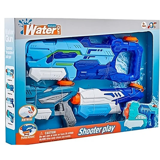 Set 3x Pistol cu Apa pentru Copii, Selexmo, 6ani+, Albastru, 1x 1000 ML +  2x 300 ML