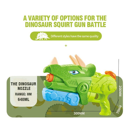 Pistol cu Apa pentru Copii, Rezervor, Pentru Piscina/Plaja, Selexmo, 6ani+, Triceratops, 3 duze, Verde, 640ML