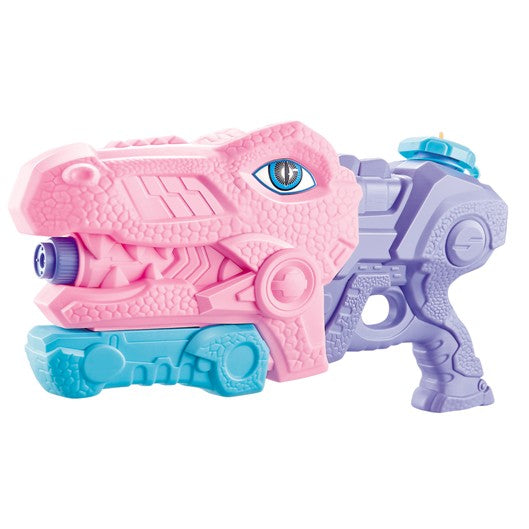 Pistol cu Apa pentru Copii, Rezervor, Pentru Piscina/Plaja, Selexmo, 6ani+, Tiranozaur, 3 duze, Roz, 660ML