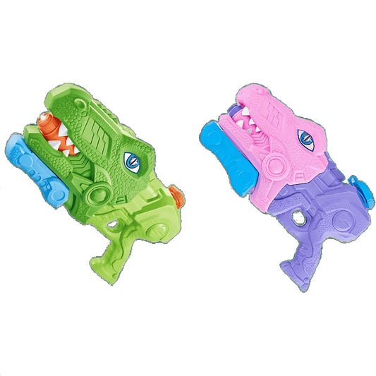 Set 2x Pistol cu Apa pentru Copii, Rezervor, Pentru Piscina/Plaja, Selexmo, 6ani+, Tiranozaur,  Roz + Verde,660 ML