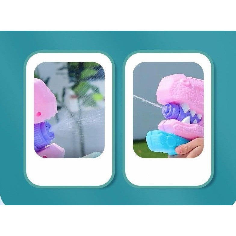 Set 2x Pistol cu Apa pentru Copii, Rezervor, Pentru Piscina/Plaja, Selexmo, 6ani+, Tiranozaur,  Roz + Verde,660 ML