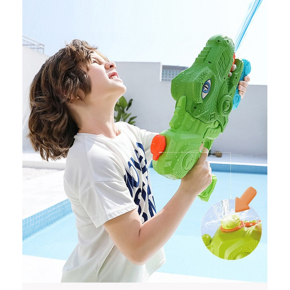 Set 2x Pistol cu Apa pentru Copii, Rezervor, Pentru Piscina/Plaja, Selexmo, 6ani+, Tiranozaur,  Roz + Verde,660 ML