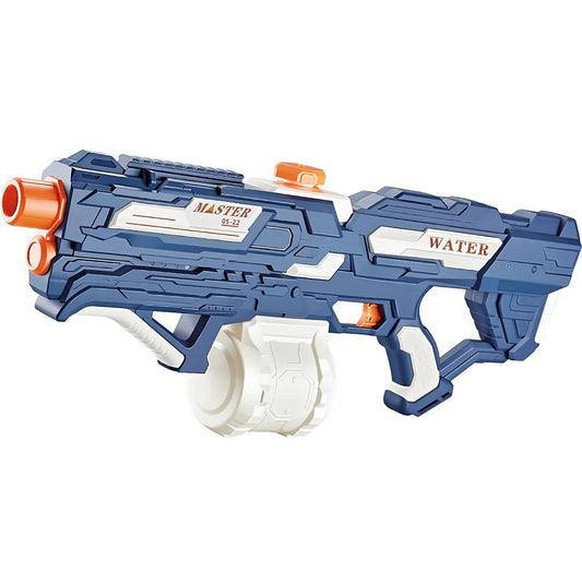 Pistol cu Apa pentru Copii, Rezervor 600ml, Selexmo, 14ani+, cu baterie 1200mAh, Electric Burst, Albastru/Alb, 1000ML